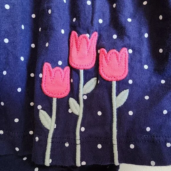 Carters Baby Girl's Flower Romper Blue/White Polka Dots Size 9 Months - Picture 4 of 5